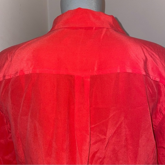 Equipment button down shirt collar popover tunic blouse red coral silk small - Picture 7 of 9